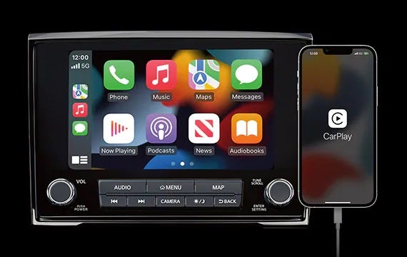 Stay connected with a standard 8" touch-screen display 2023 Nissan Titan | Lupient Nissan in Brooklyn Park MN