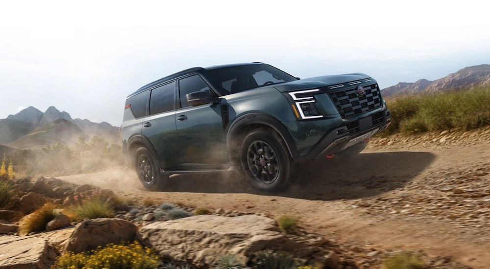 A grey 2025 Nissan Armada Pro-4x is shown from the side.